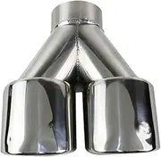 Universal Stainless Steel Car Exhaust Tip Interface 67mm Dual Outlet Exhaust Auto Muffler Tip Tail Tip Car Accessories(Army green)