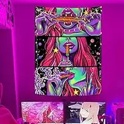 Yeoiat Trippy Tapestry Anime Tapestry for Bedroom Cool Tapestries Wall Hanging for Dorm Living Room (Pink, 70.00" x 90.00")