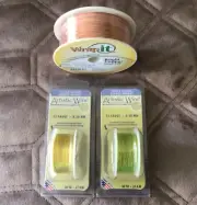 Lot Of 28 & 32 Gauge Beading Wire Copper, Chartreuse And Lemon New In Package