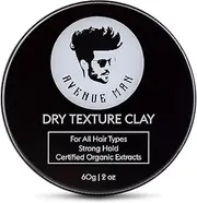 Avenue Man Dry Texture Hair Clay For Men - (3 oz) Hair Products - Hair Wax with Certified Organic Extracts for Wet or Dry Hair - Paraben-Free Hair Putty - Made in the USA