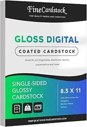 Single Sided Heavyweight Glossy Cardstock Size 8 1/2" x 11" - Pack of 50 Sheets