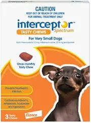 Interceptor Spectrum Tasty Chews for Very Small Dogs Up to 4Kg Brown 3 Chews