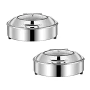 SOGA 2X Round Stainless Steel Chafing Dish Tray