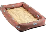 Happyyami Pet Cooling Mat Summer Rattan Grass Dog Seat Pad Cozy Cushion for Pets Breathable Design for Hot Weather Durable Comfortable Sleeping Mat for Dogs and Cats S