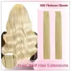 2X50g 25''INCHES INVISI Weft Hair Extension 100%Human Hair#60 Platinum Blonde 26