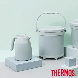 【THERMOS膳魔師】不鏽鋼迷霧綠按壓式真空保溫壺1000ml(THV-1000-GR)