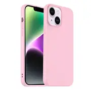 For Apple iPhone 14 Silicone Silky Soft Case with Microfiber TPU Ultra Slim Anti Scratch Shockproof Cover (Sand Pink)