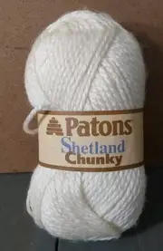 Patons Shetland Chunky Yarn 1 Skein 3.5 oz 121 Yrd Wool Blend Aran White 5 Bulky