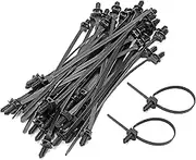 BokWin 100 PCS Black Nylon Push Mount Cable Zip Tie, 8.3 inch Heavy Duty Nylon Push Mount Self Locking UV Resistant Assortment for Indoor Wire Tying