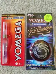 NEW FACTORY SEALED YOMEGA RAIDER RED ENDS & BLACK SIDES YO-YO + BRAIN LUBE PEN!