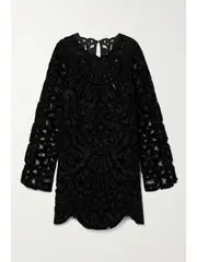 [Sea] Sea - Dana Velvet-trimmed Embroidered Tulle Mini Dress - Black - US2 US 2 Black