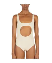 Hollowed-out elastic leotard 2 Nude