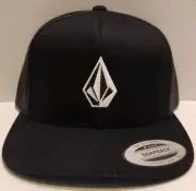 Volcom Snapback New Flexfit Mesh Back Trucker Hat Black One Size with Tags