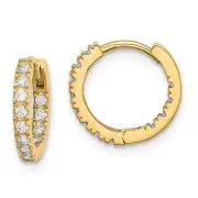 Madi K Kid's Earrings 14k Yellow Gold White Cubic Zirconia Hinged Hoop