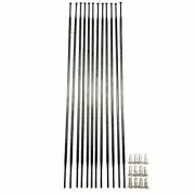 12x Positz Aerodynamic Bladed Flat Spokes Black Set (with Brass Nipples) 14G