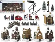 S White Christmas LED Light up Village Scene Battery Operated - Mini 25 Piece Village 523105