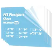 Art3D 5-Pack of 24×36" Pet/Plexiglass Sheets, Transparent Clear Flexible Plastic