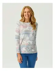 [Fella Hamilton] Verona Print Long Sleeve Sweater in Olive Mix