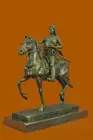 Europe Bronze Marble Art Deco Male Warrior Knight Hunting On Horse Statue Figure