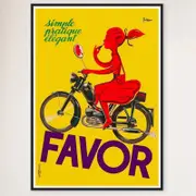 Galrie Charming Favor Lipstick Girl on Bicycle Vintage Poster for Home Décor Art Work, Black Frame, A1 60 x 84cm (23 x 33inch)