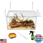 【No Assembly】 Reptile Tank Enclosure with Magnetic Button.12" * 8" * 6" Thick