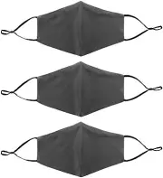 Bamboo Face Masks Double Layer Pack of 3 Washable Breathable Reusable Grey Mask