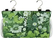 Amooorous Bedside Caddy Bed Organizer Hanging Bag Organizer for Home, College, Dorm, Bunk/Hospital Bed, Crib Bed Rails Green Flowers for St
