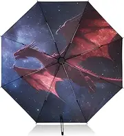 [PDZRMY] UV Protection Travel Umbrella Dragon Fly Galaxy Compact for Rain and Sun - Auto Open and Close UPF 50+ Windproof Portable 46” Sun Umbrella for Women and Men