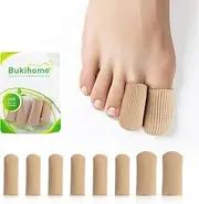 Bukihome 8 PCS Toe Protectors, Silicone Toe Caps Closed Toe Surface Fabric Sleeve Protectors, Prevent Pain Relief for Corns, Blisters and Ingrown Toenails (2PCS Large Size+ 6PCS Medium Size)[Upgrade]