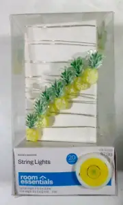 Room Essentials PINEAPPLES String Lights 20 Lights 6’ Battery Operated Dorm Rare