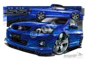 HOLDEN VE SS UTE VOODOO BLUE A3 FRAMED PRINT (HC175)