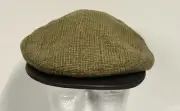 Orvis Green Wool Check Tweed Driver Flat Cap Shooting Hat Made USA S/M NEW