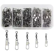 Fishing Swivels Snaps Kit Rolling Barrel Swivel Lure Connector Tackle Box 1#-10#