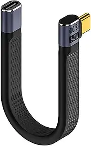 [tunghey] Short FPC USB C Cable, USB C Male to USB C Female Flexible Cable Support Thund-erbolt 4/3,USB4, 240W Charging,8K Display, 40Gbps Data Transfer for EGPU,Phone 13CM (Right Angle)