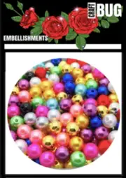 CRAFTBUG 100 PIECE BEADS WITH HOLE FOR THREADING ~MIXED COLOURS 5MM CODE B8-B16