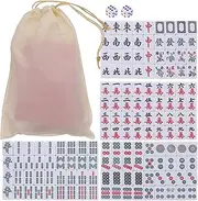 CIYODO 1 Set Miniature Mahjong Kit Portable of Travel Mahjong Tiles for Outdoor Fun Unique Present Light Weight Engraved Design