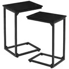 C Shaped End Table Set of Couch Tables That Slide Under, TV Tray Snack 2 Black