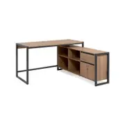Denver Corner Desk L-Shaped Storage Unit 1 drawer 1 door shelving oak and black