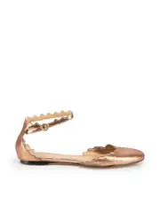 Metallic Pink Lauren Ankle Strap Flats