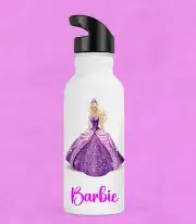 Barbie Princess Personalised Kids Water Drink Bottle Stainless Steel 600ml