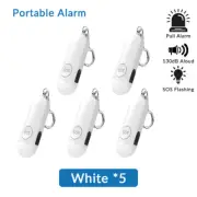 Rechargeable Personal Alarm Flash Light, 130 dB Self Keychain for Women (White)