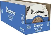 Applaws 100% Natural Wet Cat Food Tuna Fillet with Crab in Broth, Limited Ingredients Pet Food 60g Pot (Pack of 10)