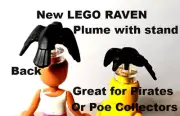 New LEGO Raven Black Bird Wings Out PIRATE Pet Friend Black Feathers FREE stand