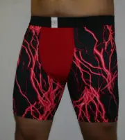 Men's Small (Waist 29" - 32") Unique Red Lightning Compression Shorts
