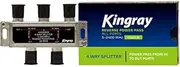 KSP4FRPP KINGRAY 4 Way 5-2400 Mhz Splitter Reverse Power Pass All Ports The Voltage Passes Through The Splitter to Power Active Taps The Voltage Passes Through The Splitter to Power Active Taps The