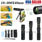 Tripod Phone Clip On Telescope Monocular 4K 10-300X40mm Super Telephoto Zoom USA