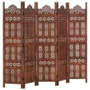 Hand Carved 5-Panel Room Divider Folding Privacy Screen Stand Solid Mango Wood