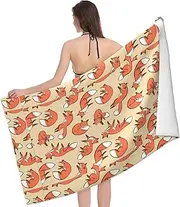 WURTON Many Foxes Print Sand Free Beach Towel for Quick Dry Absorbent for Pool Swimming Bathroom Beach Towel