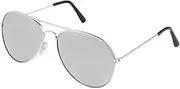 [Skeleteen] Silver Mirrored Aviator Sunglasses - Military Style Mirror Sun Glasses with Metal Frame and UV 400 Protection, Silver, One Size