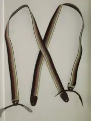 Men's Suspenders, X Style, Stripes BROM, with Button On Ears, USA Made